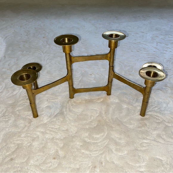 Vintage Mid Century Modern Brass Multi Candle Holder - Picture 4 of 6